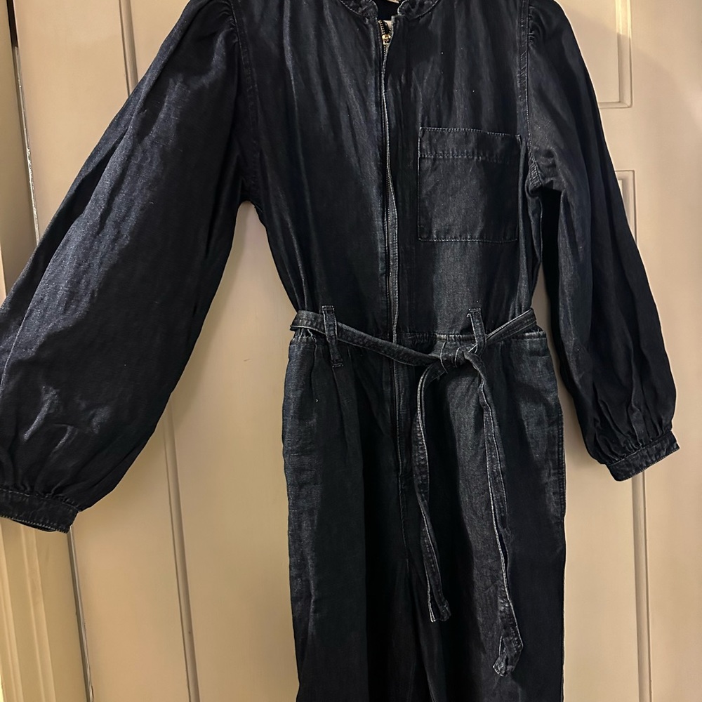 COPY - J.Crew denim jumpsuit with gold zipper and denim belt